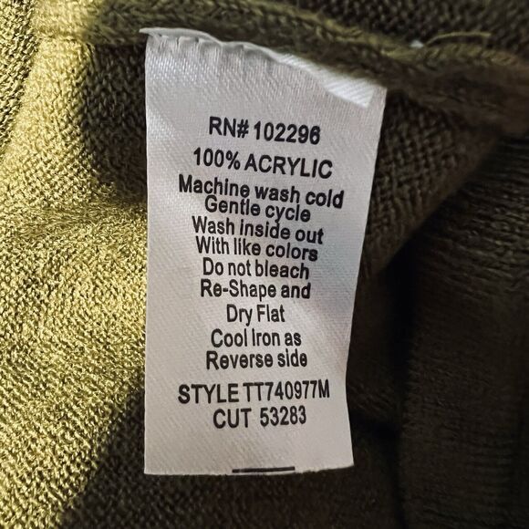 Connected Apparel M Olive Green Cowl Neck LS Sweater Midi Dress Boho Demure - Picture 5 of 9